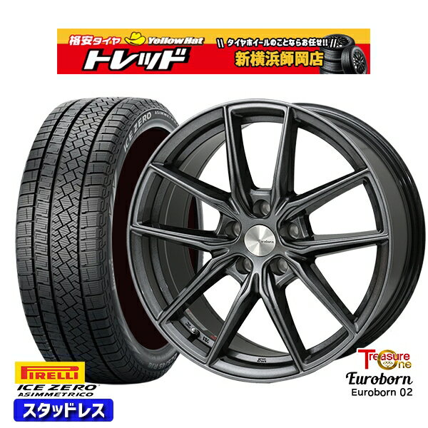 MINI クロスオーバー(F60) 205/65R162022〜2023年製 ピレリ アイスゼロアシンメトリコ トレジャーワン ユーロボーン 02 GM 16インチ 7.0J 5H112 スタッドレスタイヤホイール4本セット