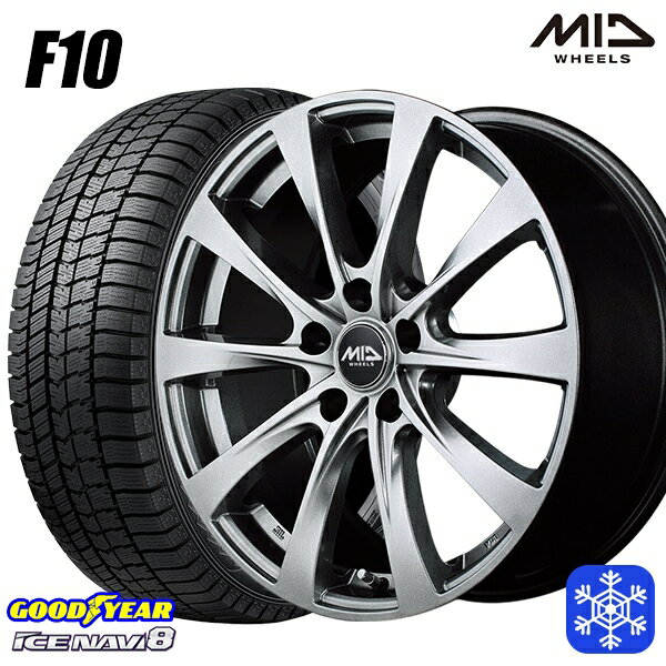 215/45R17 ノア ヴォクシー 2022〜2023年製 グッドイヤー アイスナビ8 MID ユーロスピード F10 メタリックグレー 17インチ 7.0J 5H114.3 スタッドレスタイヤホイール4本セット
