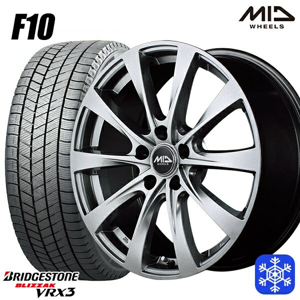 【取付対象】195/65R15 30/50プリウス インプレッサ 2022～2023年製 ブリヂストン ブリザック VRX3 MID ユーロスピード F10 メタリックグレー 15インチ 6.0J 5H100 スタッドレスタイヤホイール4本セット