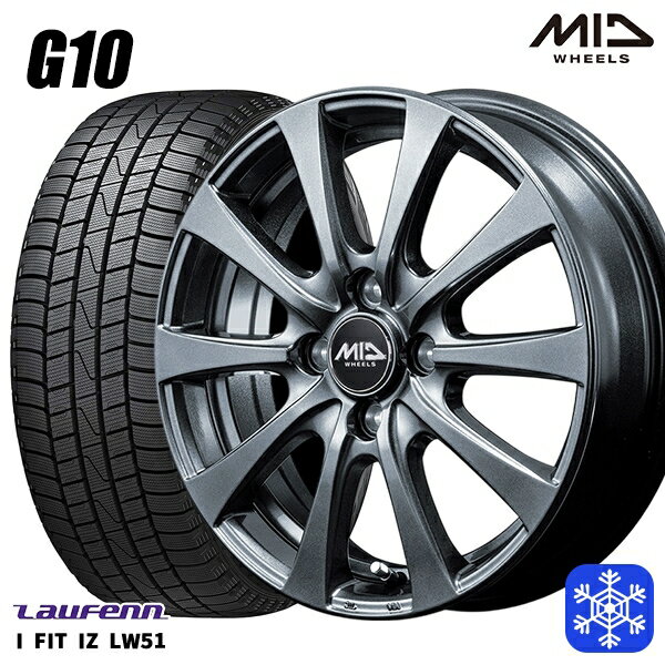 185/55R15 ノート マーチ デミオ 2022年製 ラウフェン LW51 MID ユーロスピード G10 メタリックグレー 15インチ 5.5J 4H100 スタッドレスタイヤホイール4本セット