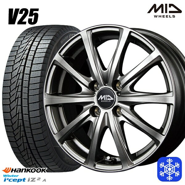 155/65R13 モコ ルークス 2022年製 HANKOOK ハンコック W626 MID ユーロスピード V25 メタリックグレー 13インチ 4.0J 4H100 スタッドレスタイヤホイール4本セット