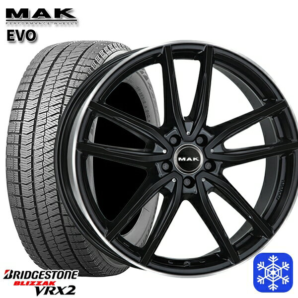 【取付対象】225/50R17 ベンツ Cクラス W205/W206用 2022〜2023年製 ブリヂストン ブリザック VRX2 MAK EVO グロスブラックミラーリング 17インチ 7.5J 5H112 +48 スタッドレスタイヤホイール4本セット 送料無料