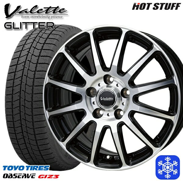 215/65R16 98Q アルファード ヴェルファイア 2024年製 トーヨー オブザーブ ギズ3 HotStuff ヴァレット グリッター ブラックポリッシュ 16インチ 6.0J 5H114.3 スタッドレスタイヤホイール4本セット