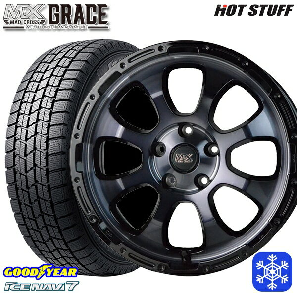 【取付対象】215/65R16 98Q アルファード ヴェルファイア 2023年製 グッドイヤー アイスナビ7 HotStuff マッドクロスグレイス BKC/BK 16インチ 7.0J 5穴 114.3 スタッドレスタイヤホイール4本セット 送料無料