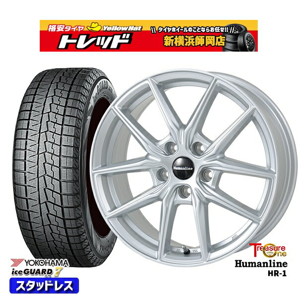 215/60R17 96Q アルファード ヴェルファイア 2022年製 ヨコハマアイスガード IG70 トレジャーワン ヒューマンライン HR1 シルバー 17インチ 7.0J 5H114.3 スタッドレスタイヤホイール4本セット