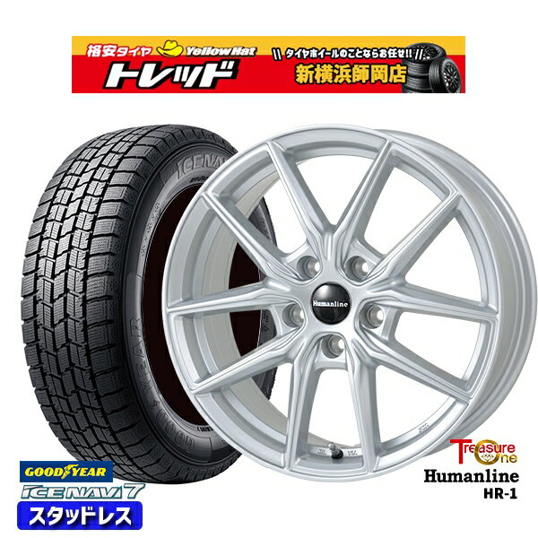 215/60R16 ヤリスクロス ヴェゼル 2023年製 グッドイヤー アイスナビ7 トレジャーワン ヒューマンライン HR1 シルバー 16インチ 6.5J 5H114.3 スタッドレスタイヤホイール4本セット