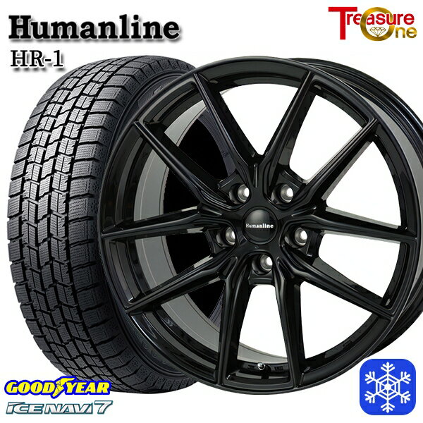 215/60R16 ヤリスクロス ヴェゼル 2023年製 グッドイヤー アイスナビ7 トレジャーワン ヒューマンライン HR1 ブラック 16インチ 6.5J 5H114.3 スタッドレスタイヤホイール4本セット