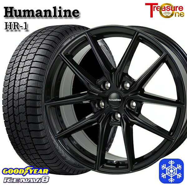 215/65R16 98Q アルファード ヴェルファイア 2022〜2023年製 グッドイヤー アイスナビ8 トレジャーワン ヒューマンライン HR1 ブラック 16インチ 6.5J 5H114.3 スタッドレスタイヤホイール4本セット