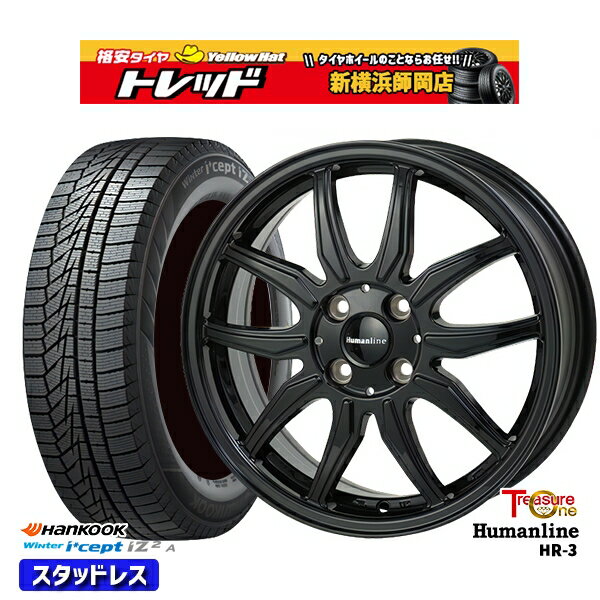 155/65R13 モコ ルークス 2020〜2021年製 HANKOOK ハンコック W626 トレジャーワン ヒューマンライン HR3 ブラック 13インチ 4.0J 4H100 スタッドレスタイヤホイール4本セット