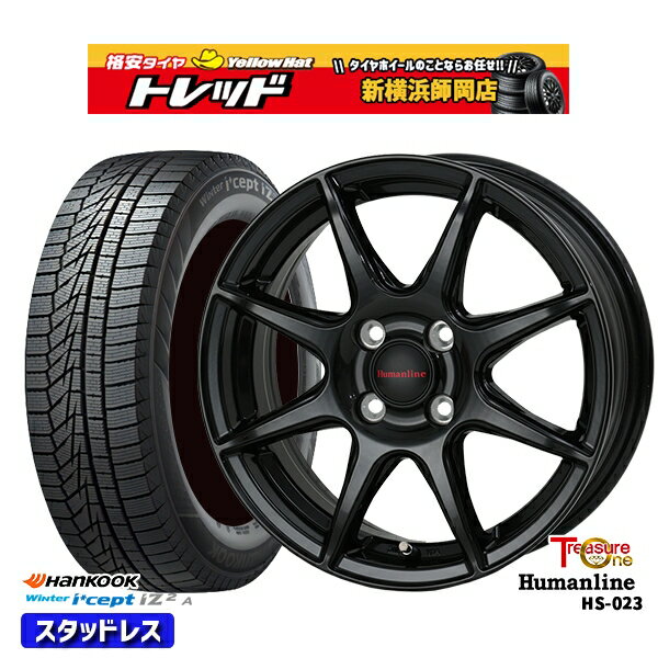 155/65R13 モコ ルークス 2022年製 HANKOOK ハンコック W626 トレジャーワン ヒューマンライン HS023 ブラック 13インチ 4.0J 4H100 スタッドレスタイヤホイール4本セット