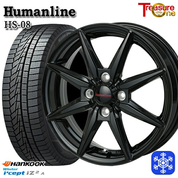 【取付対象】155/65R13 モコ ルークス 2020～2021年製 HANKOOK ハンコック W626 トレジャーワン ヒューマンライン HS08 ブラック 13インチ 4.0J 4H100 スタッドレスタイヤホイール4本セット