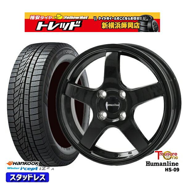 155/65R13 モコ ルークス 2022年製 HANKOOK ハンコック W626 トレジャーワン ヒューマンライン HS09 ブラック 13インチ 4.0J 4H100 スタッドレスタイヤホイール4本セット