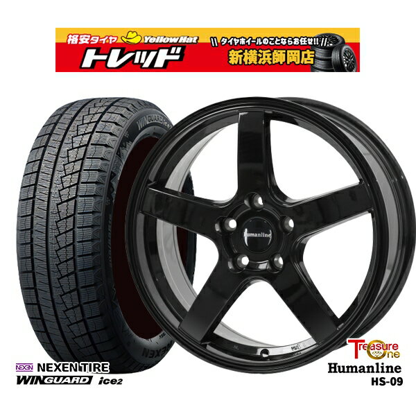 【取付対象】215/60R16 ヤリスクロス ヴェゼル 2023年製 ネクセン WINGUARD ice2 トレジャーワン ヒューマンライン HS09 ブラック 16インチ 6.5J 5穴 114.3 スタッドレスタイヤホイール4本セット 送料無料