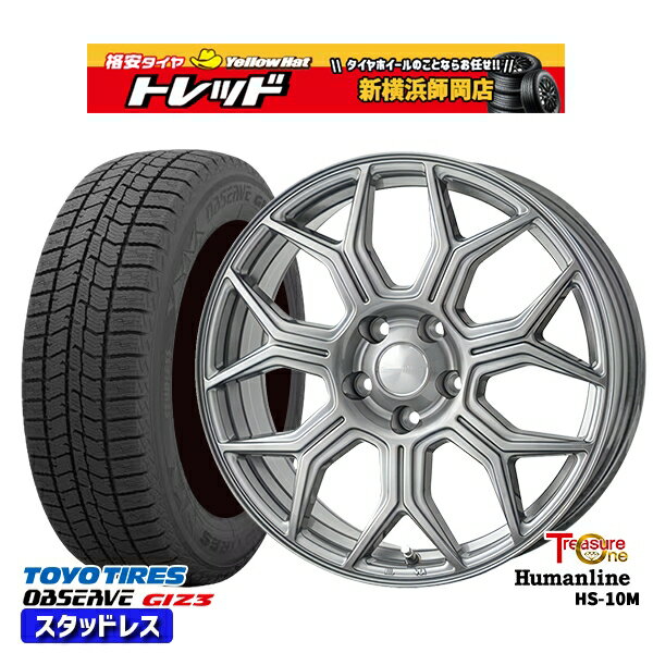225/60R17 アルファード ヴェルファイア 2024年製 トーヨー オブザーブ ギズ3 トレジャーワン ヒューマンライン HS-10M ダークグレー 17インチ 7.0J 5H114.3 スタッドレスタイヤホイール4本セット