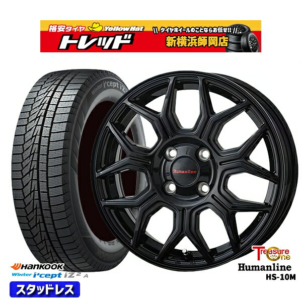 155/65R13 モコ ルークス 2022年製 HANKOOK ハンコック W626 トレジャーワン ヒューマンライン HS10M ブラック 13インチ 4.0J 4H100 スタッドレスタイヤホイール4本セット