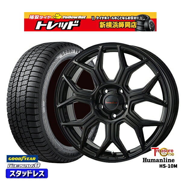 【取付対象】205/65R15 ステップワゴン オデッセイ 2022〜2023年製 グッドイヤー アイスナビ8 トレジャーワン ヒューマンライン HS10M ブラック 15インチ 6.0J 5穴 114.3 スタッドレスタイヤホイール4本セット 送料無料