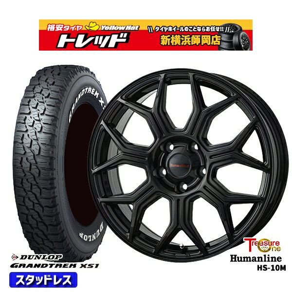 215/70R16 100Q デリカD5 2024〜2025年製 ダンロップ グラントレック XS1 ホワイトレター トレジャーワン ヒューマンライン HS10M BK 16インチ 6.5J 5H114.3 114.3 新品 スタッドレス1台分4本セット