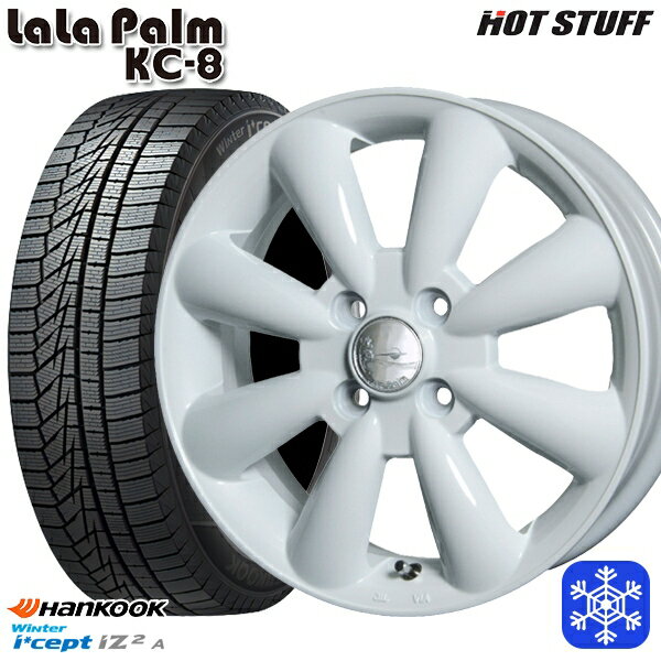 155/65R13 モコ ルークス 2022年製 HANKOOK ハンコック W626 HotStuff ララパーム KC-8 ホワイト 13インチ 4.0J 4H100 スタッドレスタイヤホイール4本セット