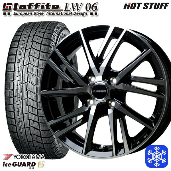 185/60R15 ヤリス ヴィッツ 2023〜2024年製 ヨコハマ アイスガード IG60 HotStuff ラフィット LW06-2 BK/P 15インチ 5.5J 4H100 新品 スタッドレス1台分4本セット