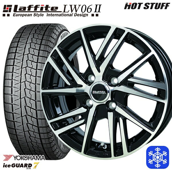 【取付対象】185/60R15 ヤリス ヴィッツ 2023〜2024年製 ヨコハマ アイスガード IG70 HotStuff ラフィット LW06-2 BK/P 15インチ 5.5J 4H100 スタッドレスタイヤホイール4本セット