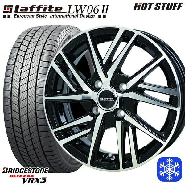 【取付対象】165/55R14 モコ ルークス 2023〜2024年製 ブリヂストン ブリザック VRX3 HotStuff ラフィット LW06-2 BK/P 14インチ 4.5J 4H100 スタッドレスタイヤホイール4本セット