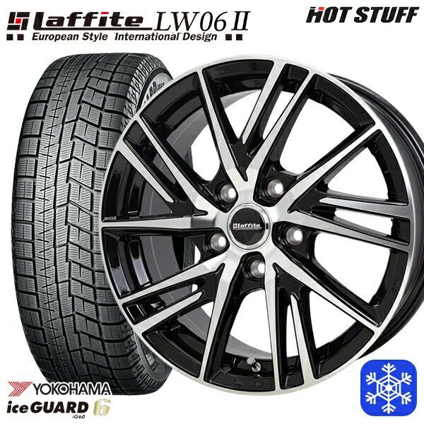 【取付対象】215/60R16 ヤリスクロス ヴェゼル 2023〜2024年製 ヨコハマ アイスガード IG60 HotStuff ラフィット LW06-2 BK/P 16インチ 6.5J 5H114.3 スタッドレスタイヤホイール4本セット