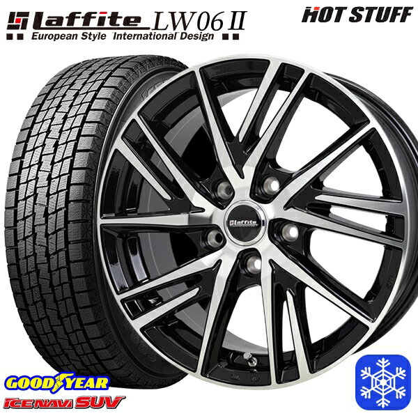 【取付対象】215/60R17 96Q アルファード ヴェルファイア 2022〜2023年製 グッドイヤー アイスナビSUV HotStuff ラフィット LW06-2 BK/P 17インチ 7.0J 5H114.3 スタッドレスタイヤホイール4本セット