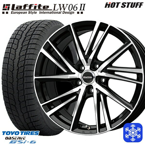 【取付対象】225/55R18 デリカD5 エクストレイル 2022〜2023年製 トーヨー オブザーブ GSi-6 HotStuff ラフィット LW06-2 BK/P 18インチ 7.0J 5H114.3 スタッドレスタイヤホイール4本セット
