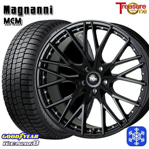 225/55R18 デリカD5 エクストレイル 2022〜2023年製 グッドイヤー アイスナビ8 トレジャーワン マグナーニ MCM BK 18インチ 7.5J 5H114.3 スタッドレスタイヤホイール4本セット