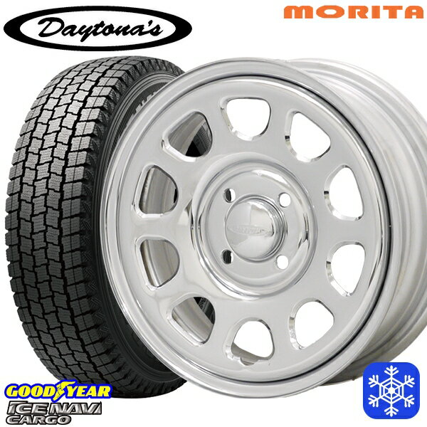 145R12 6PR （145/80R12） 2024〜2025年製 グッドイヤー アイスナビカーゴ MRT DAYTONA'S G2 デイトナズ クローム 12インチ 4.0J 4H100+42 新品 スタッドレス1台分4本セット