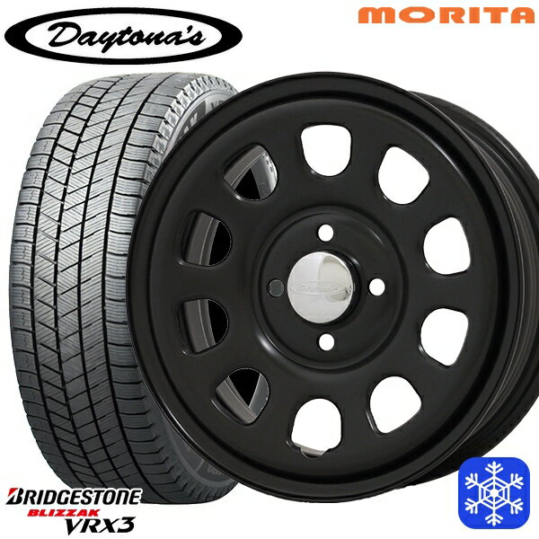 155/70R13 クリッパーリオ スクラムワゴン 2024〜2025年製 ブリヂストン ブリザック VRX3 MRT DAYTONA'S G2 デイトナズ マットブラック 13インチ 4.5J 4H100+40 新品 スタッドレス1台分4本セット