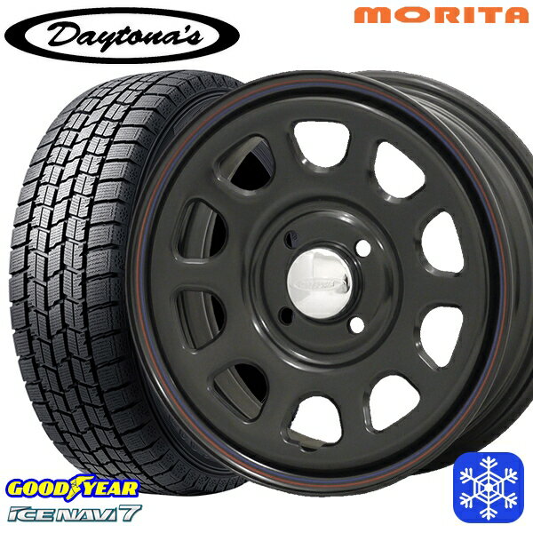 155/65R14 N-BOX タント 2022〜2023年製 グッドイヤー アイスナビ7 MRT DAYTONA'S デイトナ ブラック 14インチ 5.0J 4H100 スタッドレスタイヤホイール4本セット