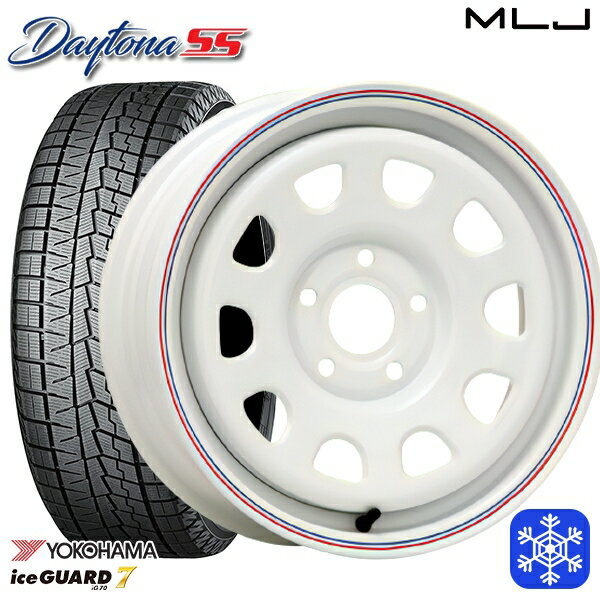195/65R15 ルノーカングーKW系 2021〜2022年製 ヨコハマ アイスガード IG70 MLJ デイトナSS トリコロールホワイト（レッド/ブルーライン） 15インチ 6.0J 5H108 +30 スタッドレスタイヤホイール4本セット