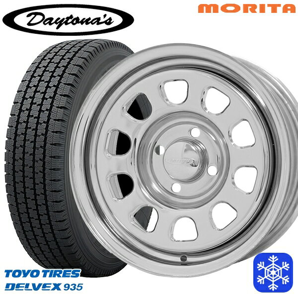 155/80R14 プロボックス サクシード 2021〜2022年製 トーヨー デルベックス 935 MRT DAYTONA'S デイトナズ クローム 14インチ 6.0J 4H100+30 新品 スタッドレス1台分4本セット