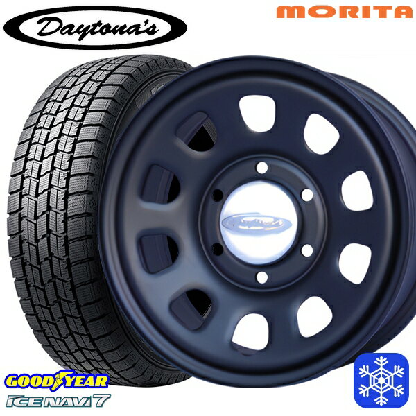 215/60R17 96Q ハイエース ※車検非対応 2024〜2025年製 グッドイヤー アイスナビ7 NAVI7 MRT DAYTONA'S デイトナズ マットブラック 17インチ 6.5J 6H139.7+38 新品 スタッドレス1台分4本セット