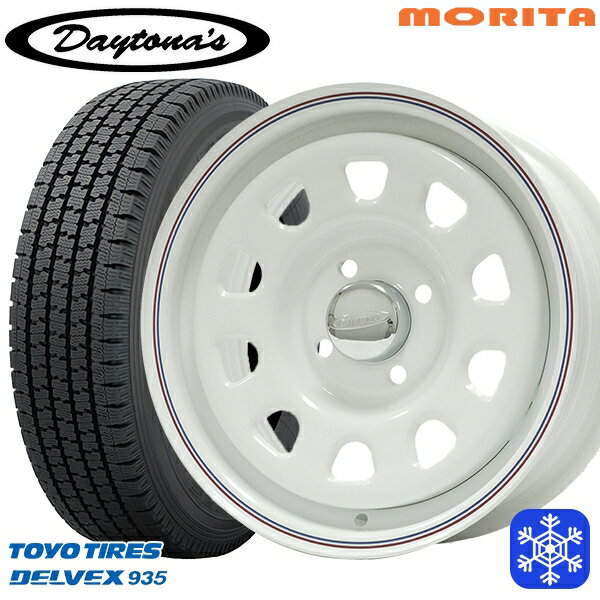 155/80R14 プロボックス サクシード 2021〜2022年製 トーヨー デルベックス 935 MRT DAYTONA'S デイトナズ ホワイト 14インチ 6.0J 4H100+30 新品 スタッドレス1台分4本セット