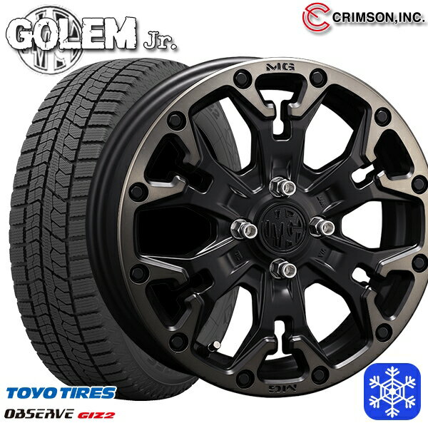 155/65R14 75Q 2023〜2024年製 トーヨー オブザーブ ギズ2 クリムソン MG ゴーレムJr. マットブラッククリア 14インチ 4.5J 4H100 スタッドレスタイヤホイール4本セット