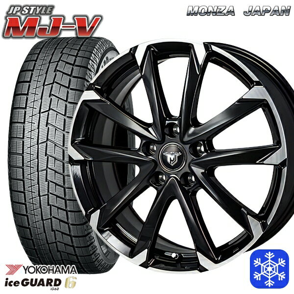 235/50R18 アルファード ヴァルファイア 2021〜2022年製 ヨコハマ アイスガード IG60 MONZA JPスタイル MJ-V ブラックメタリック/ポリッシュ 18インチ 7.5J 5H114.3 スタッドレスタイヤホイール4本セット