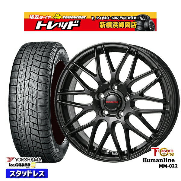 215/60R16 ヤリスクロス ヴェゼル 2021年製 ヨコハマ アイスガード IG60 トレジャーワン ヒューマンライン MM022 ブラック 16インチ 6.5J 5H114.3 スタッドレスタイヤホイール4本セット