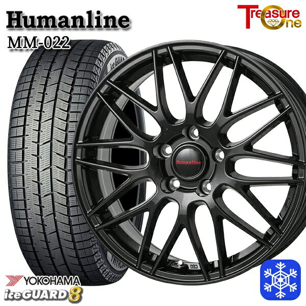 205/55R16 カローラ インプレッサ 2025年製 ヨコハマ アイスガード8 IG80 トレジャーワン ヒューマンライン MM022 ブラック 16インチ 6.5J 5H100 新品 スタッドレス1台分4本セット