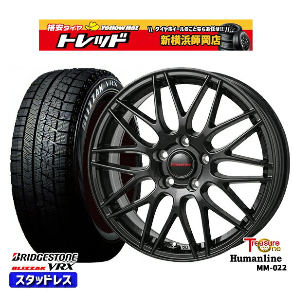 【取付対象】215/60R16 フォレスター レガシィ 2022年製 ブリヂストン ブリザック VRX トレジャーワン ヒューマンライン MM022 ブラック 16インチ 6.5J 5穴 100 スタッドレスタイヤホイール4本セット 送料無料