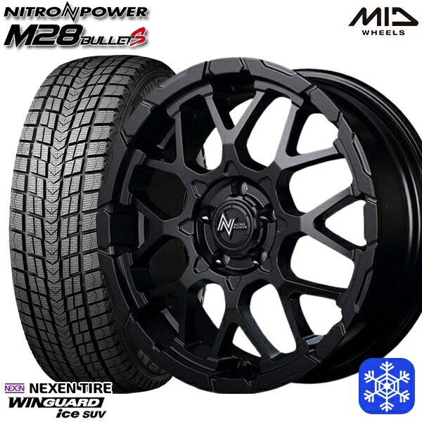215/70R16 100Q デリカD5 2025年製 ネクセン ウィンガードアイスSUV MID ナイトロパワー M28バレット セミグロスブラック 16インチ 7.0J 5H114.3 新品 スタッドレス1台分4本セット