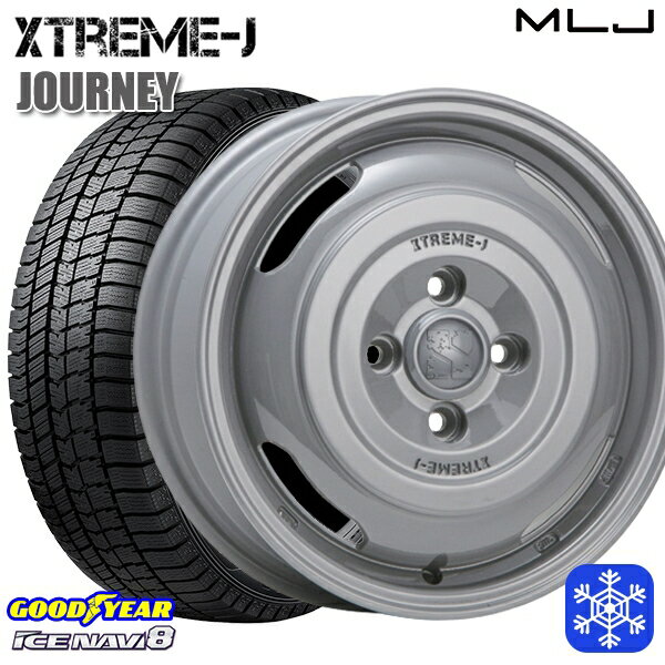 155/65R14 N-BOX タント 2024〜2025年製 グッドイヤー アイスナビ8 NAVI8 MLJ エクストリームJ ジャーニー セメントグレー 14インチ 4.5J 4H100 新品 スタッドレス1台分4本セット