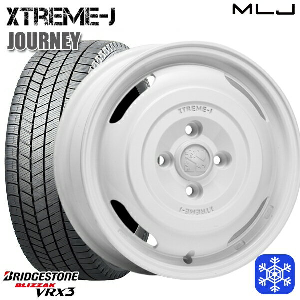 【取付対象】165/55R14 モコ ルークス 2022〜2023年製 ブリヂストン ブリザック VRX3 MLJ エクストリームJ ジャーニー グロスホワイト 14インチ 4.5J 4穴 100 スタッドレスタイヤホイール4本セット 送料無料