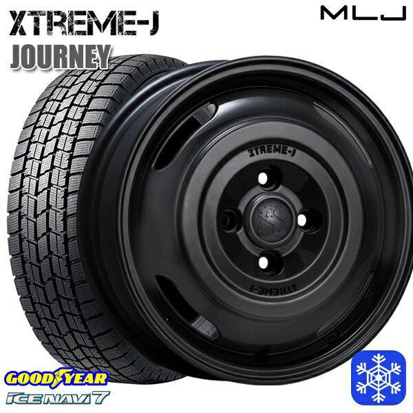 165/55R14 モコ ルークス 2024〜2025年製 グッドイヤー アイスナビ7 NAVI7 MLJ エクストリームJ ジャーニー サテンブラック 14インチ 4.5J 4H100 新品 スタッドレス1台分4本セット