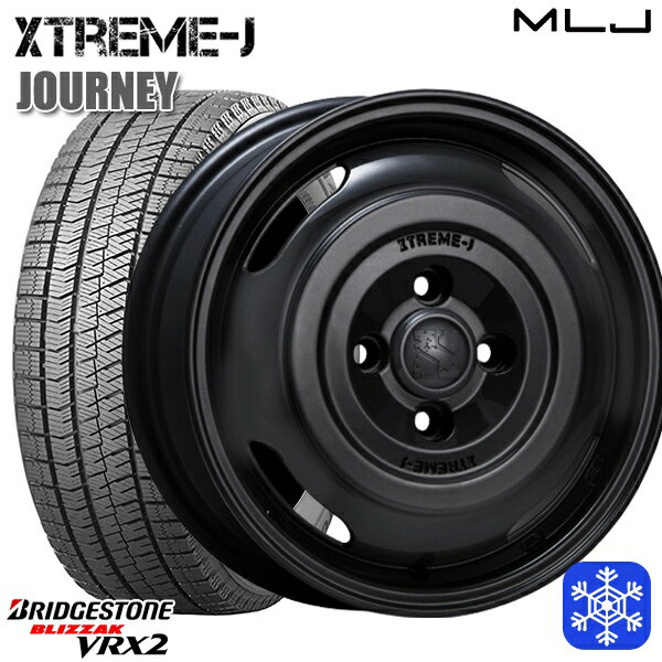 155/65R14 N-BOX タント 2023〜2024年製 ブリヂストン ブリザック VRX2 MLJ エクストリームJ ジャーニー サテンブラック 14インチ 4.5J 4H100 スタッドレスタイヤホイール4本セット