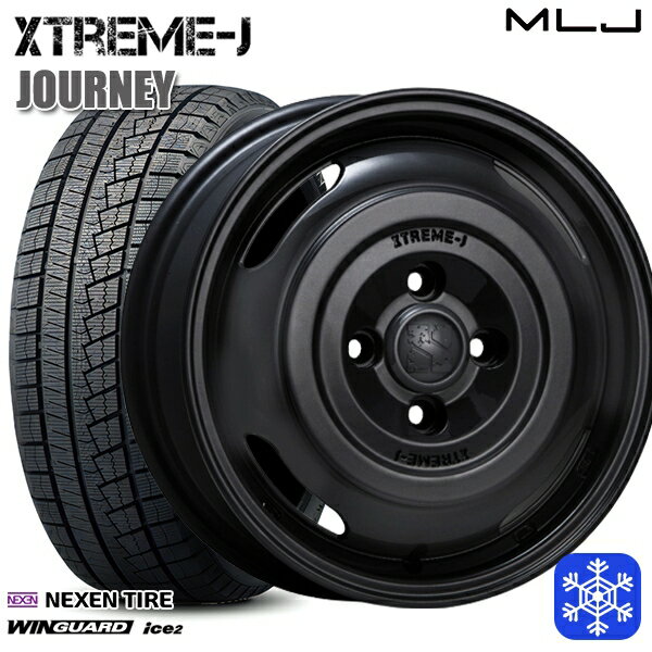 【取付対象】165/55R14 モコ ルークス 2023年製 ネクセン WINGUARD ice2 MLJ エクストリームJ ジャーニー サテンブラック 14インチ 4.5J 4穴 100 スタッドレスタイヤホイール4本セット 送料無料