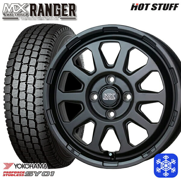 145/80R12 80/78N 2023〜2024年製 ヨコハマ SY01 HotStuff マッドクロス レンジャー マットブラック 12インチ 4.0J 4H100 新品 スタッドレス1台分4本セット