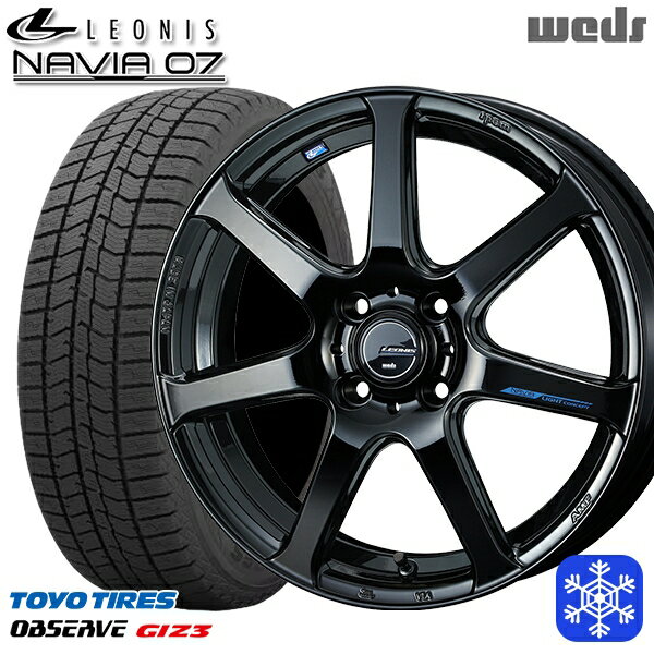 165/55R15 N-BOX タント 2024〜2025年製 トーヨー オブザーブ ギズ3 Weds ウェッズ レオニス ナヴィア07 PBK 15インチ 4.5J 4H100 新品 スタッドレス1台分4本セット