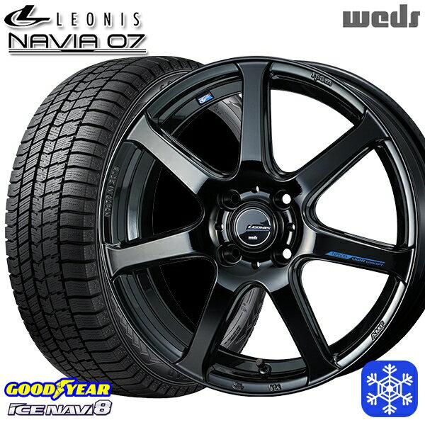 165/55R15 N-BOX タント 2023〜2024年製 グッドイヤー アイスナビ8 Weds ウェッズ レオニス ナヴィア07 PBK 15インチ 4.5J 4H100 スタッドレスタイヤホイール4本セット